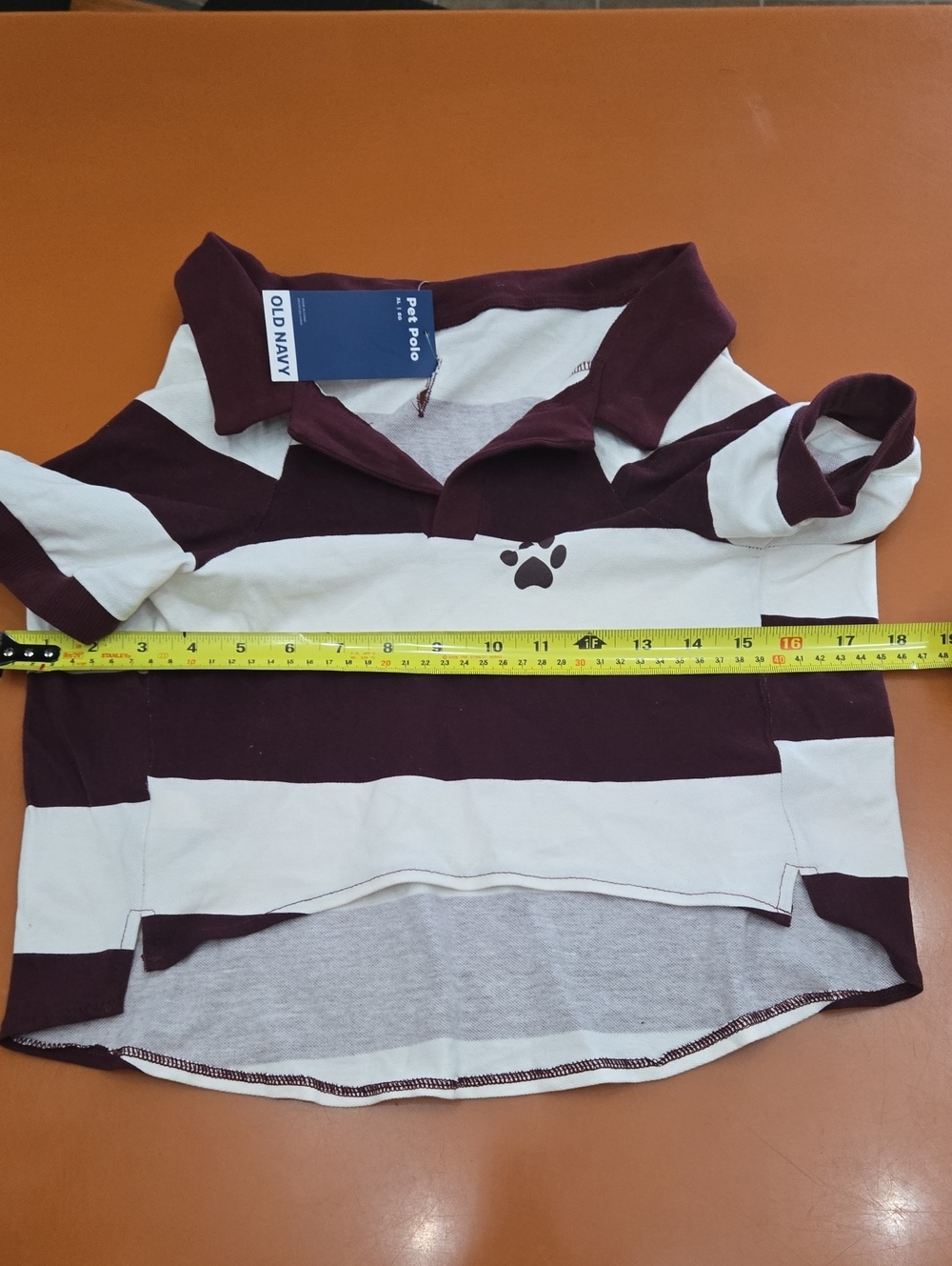 Old Navy Burgundy and White Striped Pet Polo, Size XL
